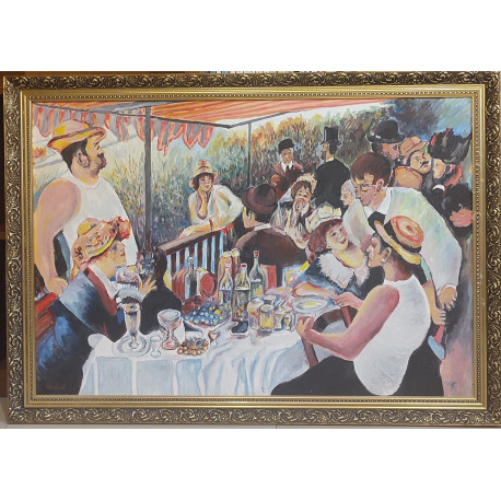 Olejomaľba Obed na lodi 110 x 78 cm